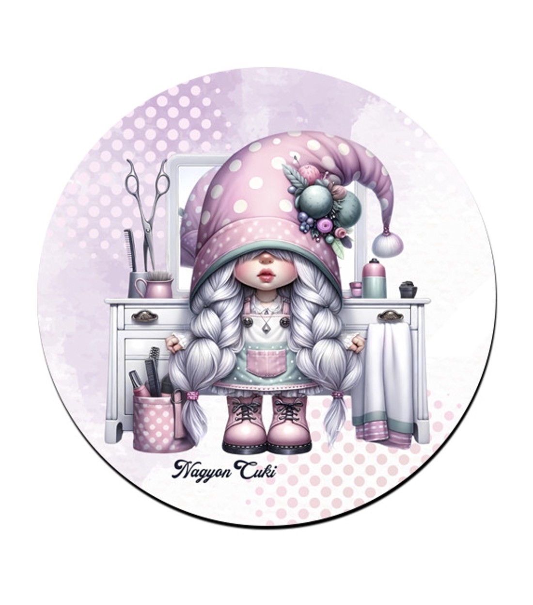 Fodrász manólány az asztalnál mintás bögre alátét -  - Meska.hu