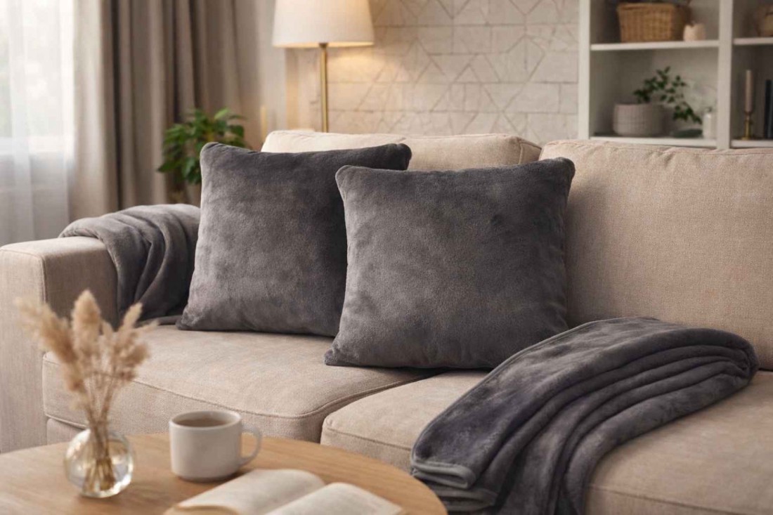 Szürke fleece díszpárna párnabelsővel � puha, formatartó - otthon & életmód - lakástextil - párna & párnahuzat - díszpárna (belsővel együtt) - Meska.hu