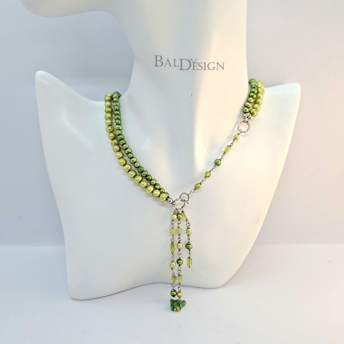 Zöld gyöngysor - ékszer - nyaklánc - gyöngyös nyaklánc - Meska.hu