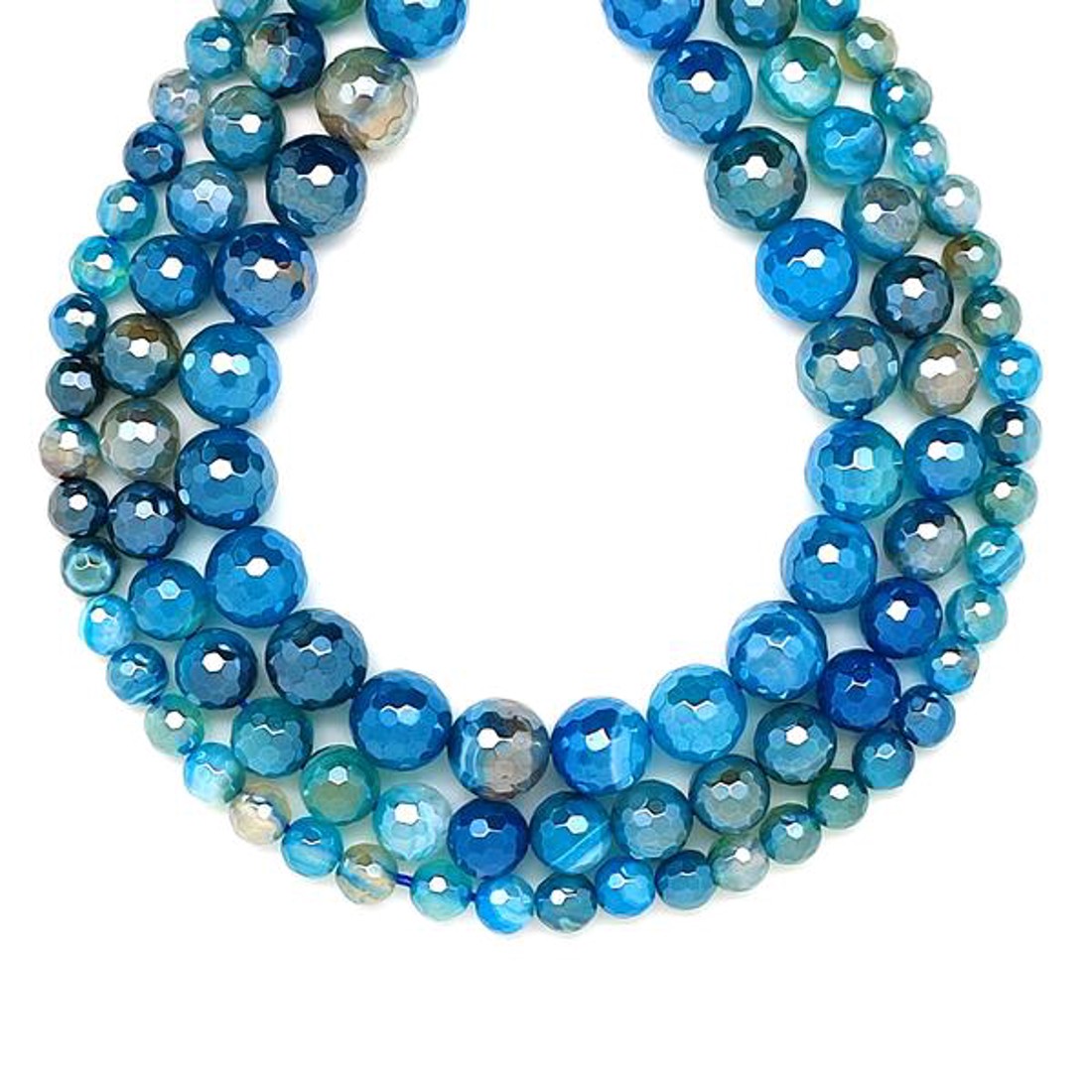 Achát hatszög faz. aura szin sáv kék golyó 6mm  ékszerkészítő alapanyag (füzér) - kellékek & szerszámok - ásvány alapanyag - ásványfüzér - Meska.hu