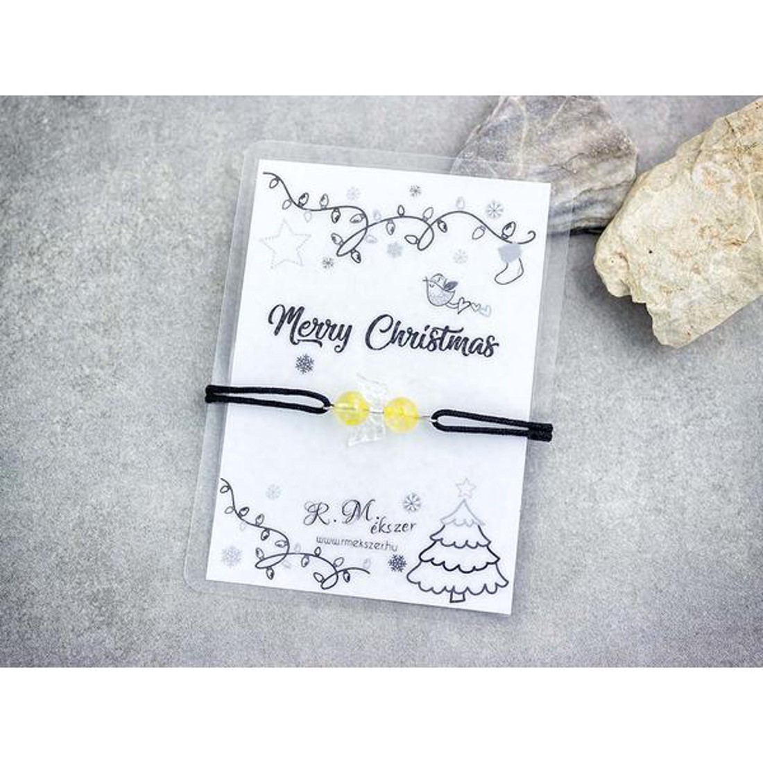 Merry Christmas citrin angyal karkötő - ékszer - karkötő - karkötő medállal - Meska.hu