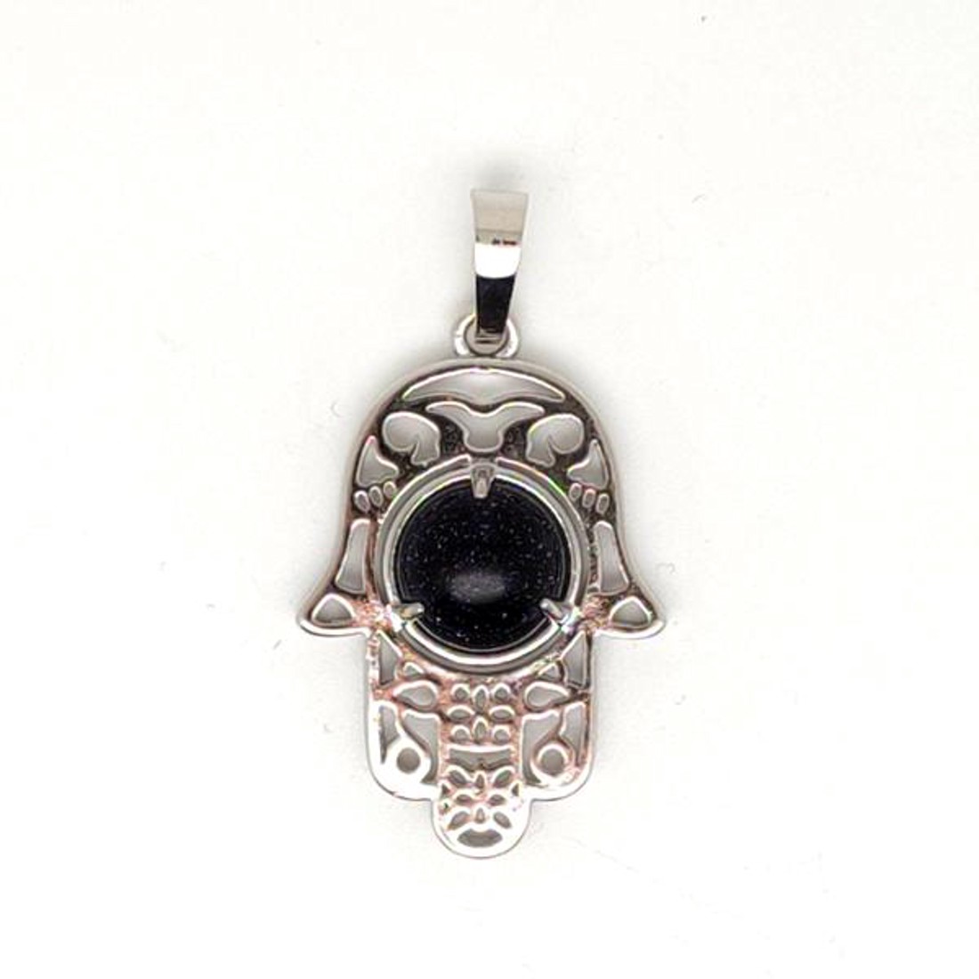 Fatima keze medál fémmel goldstone kék 2x3cm - ékszer - nyaklánc - medál - Meska.hu