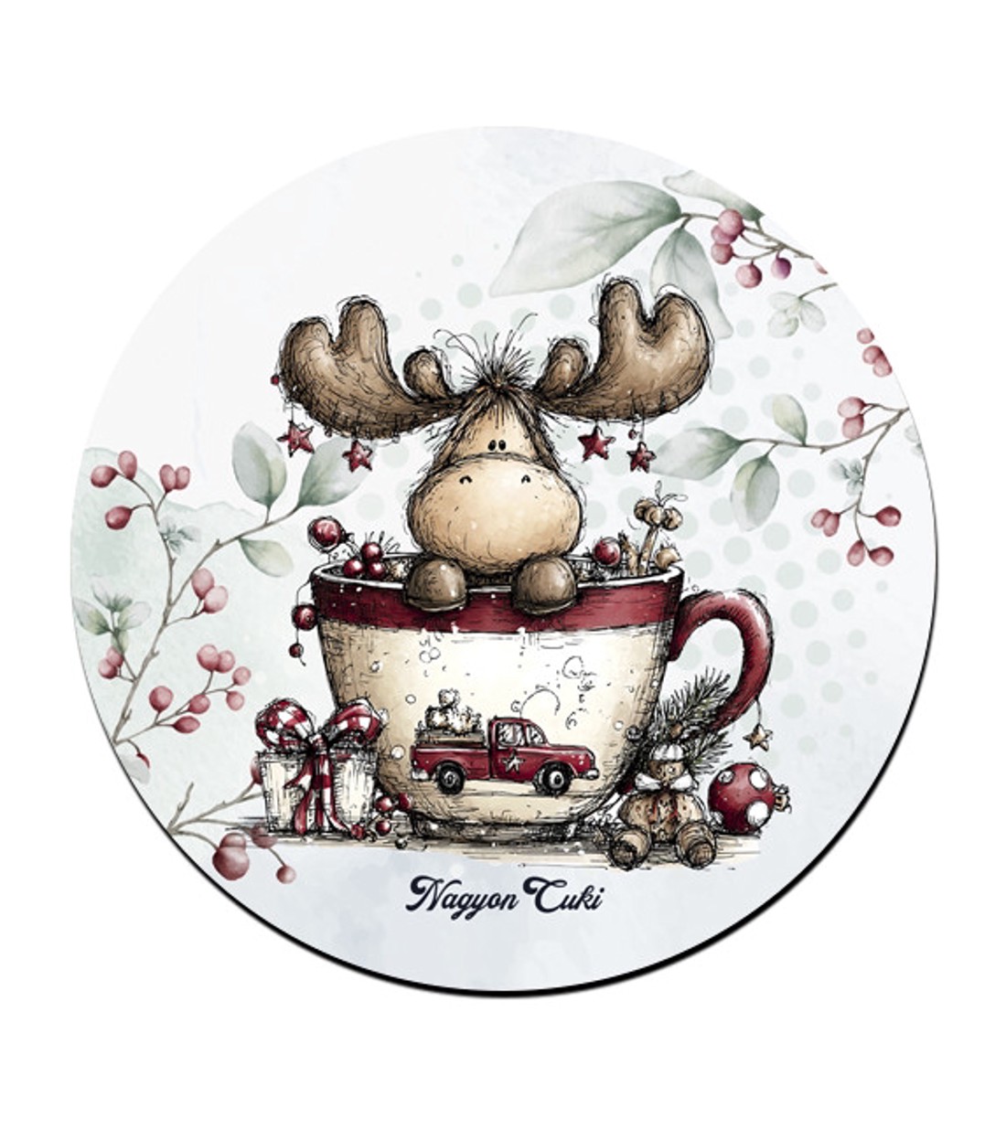 Cuki téli jávorszarvas mintás pohár alátét -  - Meska.hu