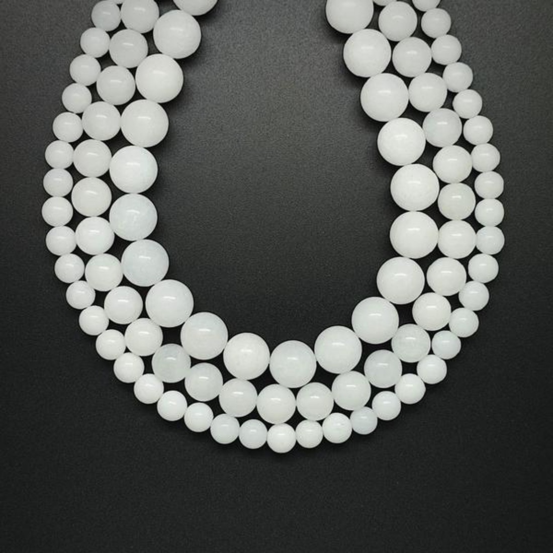Jáde fehér tejszín hőkezelt golyó 6mm ékszerkészítő alapanyag (füzér) - kellékek & szerszámok - ásvány alapanyag - ásványfüzér - Meska.hu