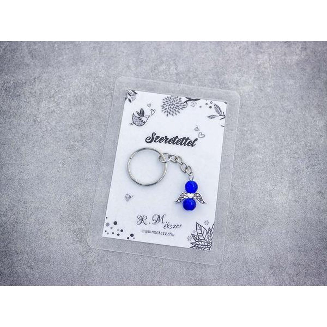 Szeretettel sötétkék angyal medálos kulcstartó - táska & tok - kulcstartó & táskadísz - kulcstartó - Meska.hu