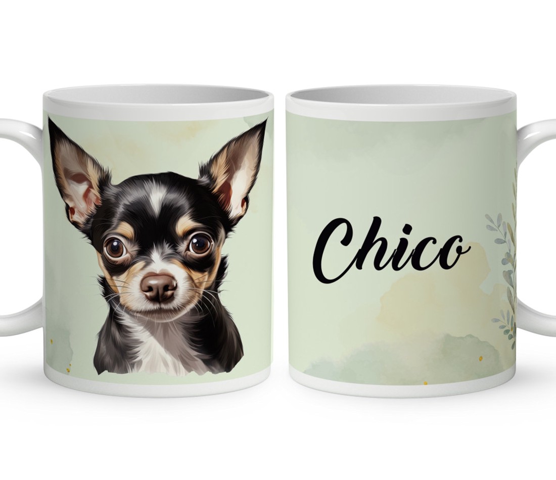 Névvel kérhető - Fekete Csivava portré mintás bögre - otthon & életmód - konyhafelszerelés, tálalás - tálalás - bögre & csésze - Meska.hu