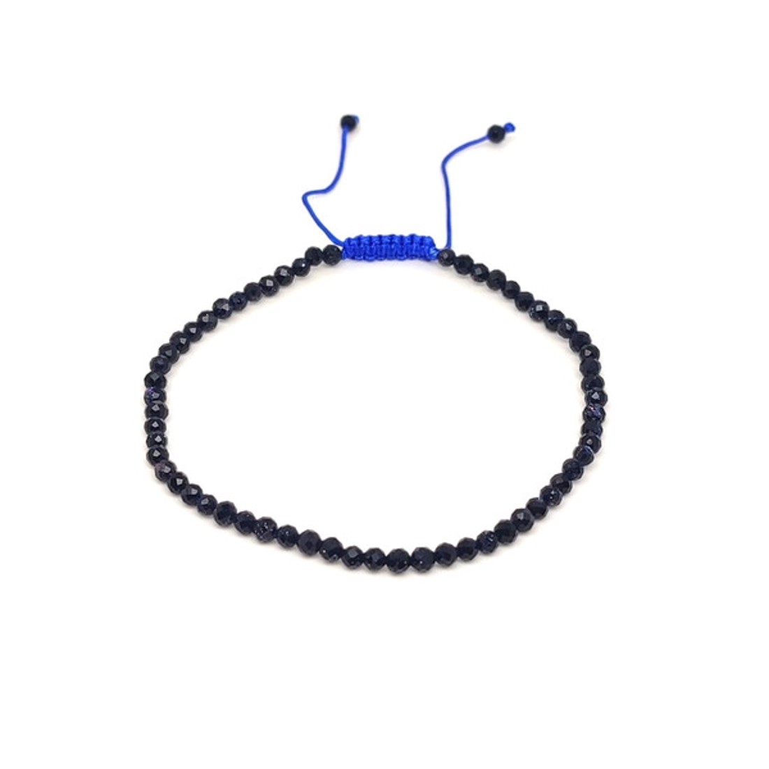 Fazettált kék goldstone golyós ásvány karkötő csúszócsomóval 4�5mm - ékszer - karkötő - ásványkarkötő - Meska.hu