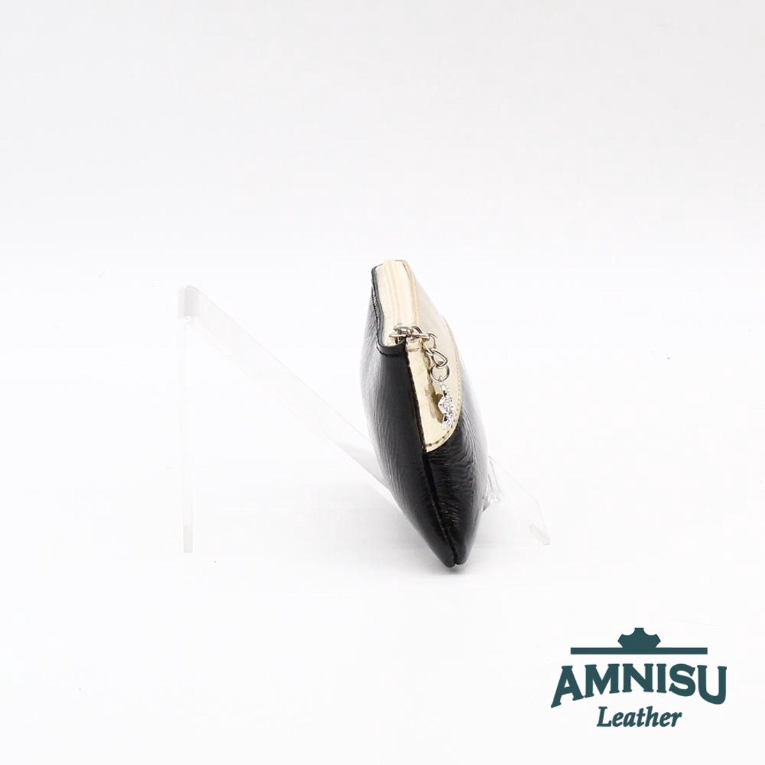 Fekete gyűrt lakk - hologramos arany ívelt egy cipzáras kulcstartó C8007 - táska & tok - kulcstartó & táskadísz - kulcstartó - Meska.hu