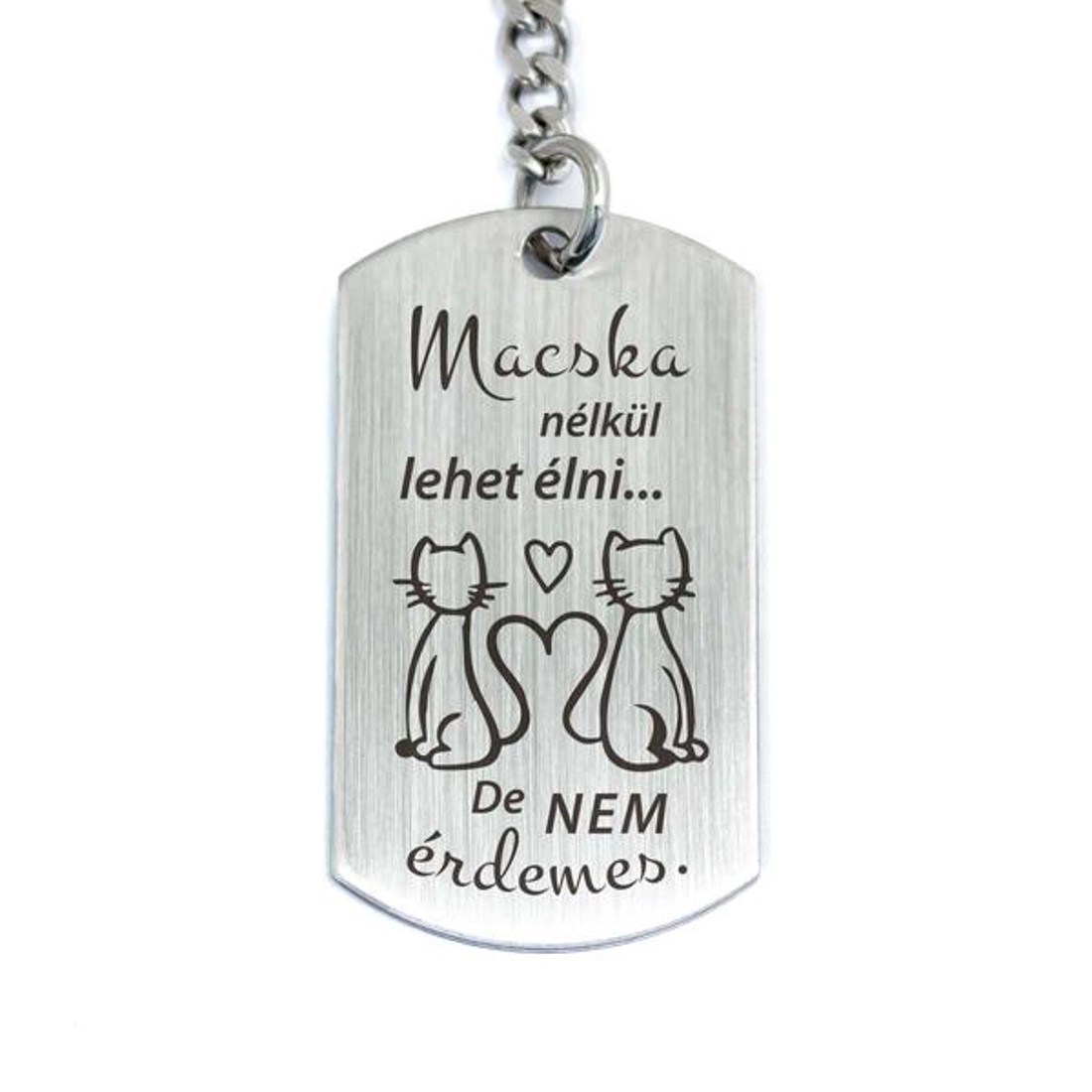 Macska nélkül lehet élni acél medálos kulcstartó - táska & tok - kulcstartó & táskadísz - kulcstartó - Meska.hu