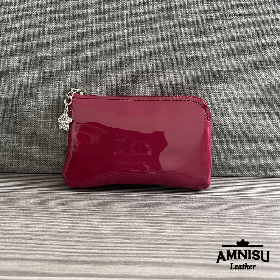 Sötét magenta lakk egy cipzáras kulcstartó A4003 - táska & tok - kulcstartó & táskadísz - kulcstartó - Meska.hu