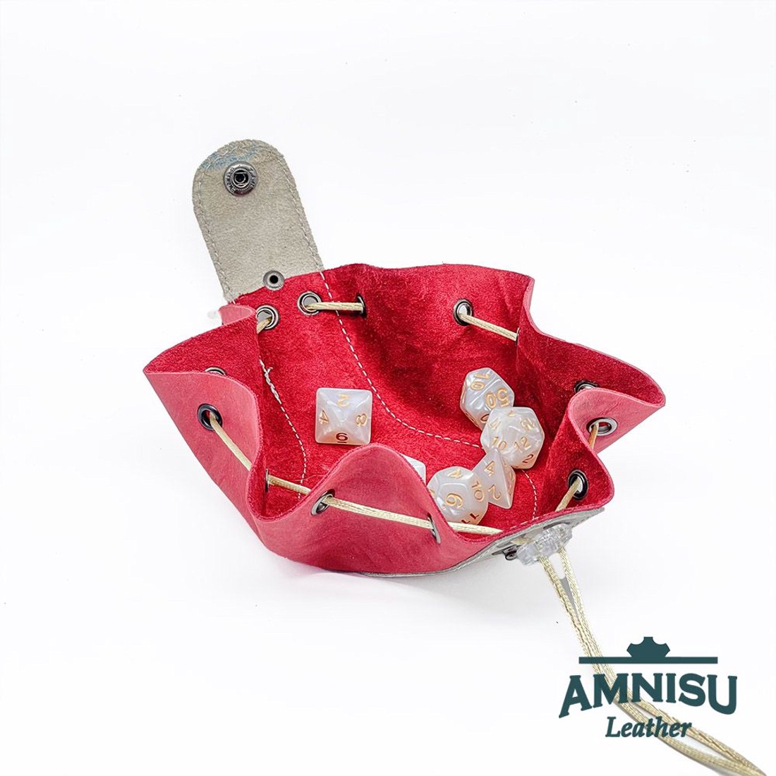 Szürke - gyűrt piros bőr mini 2in1 szütyő és kockatálca N8014-5011 - játék & sport - táblajáték és kártyajáték - társasjátékok - dobókocka - Meska.hu