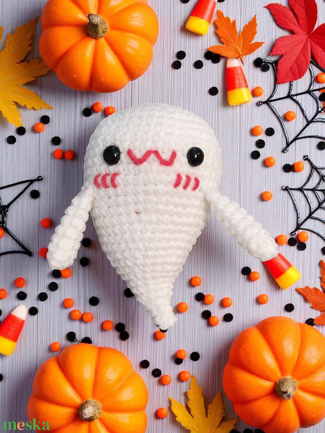 Casper horgolt szellem figura - otthon & életmód - dekoráció - halloween - halloweeni dekoráció - Meska.hu