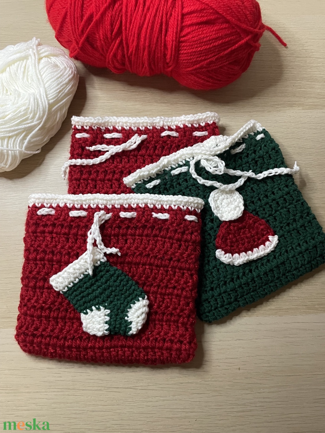 Horgolt Mikulás zsák - karácsony - mikulás - mikulás zsák - Meska.hu