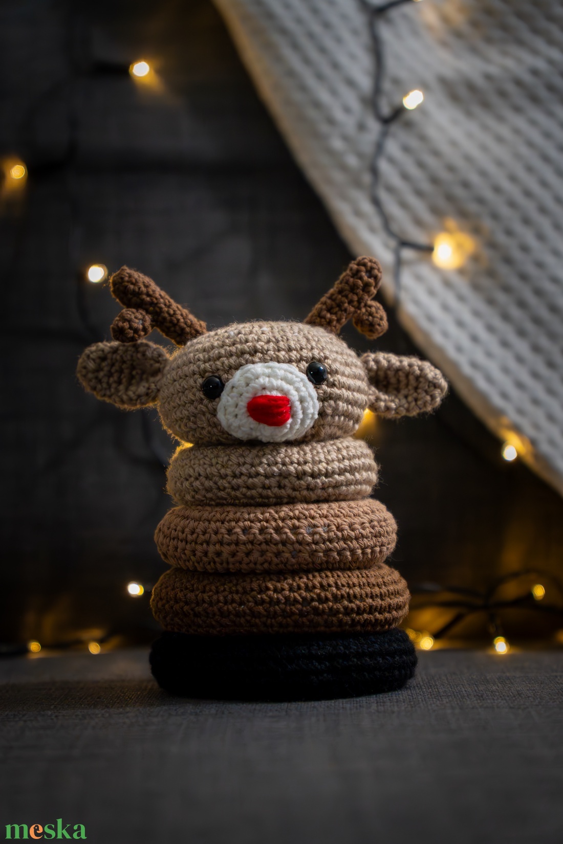 Horgolt szarvas torony - játék & sport - készségfejlesztő és logikai játék - toronyépítő- és egyensúlyozó játékok - Meska.hu