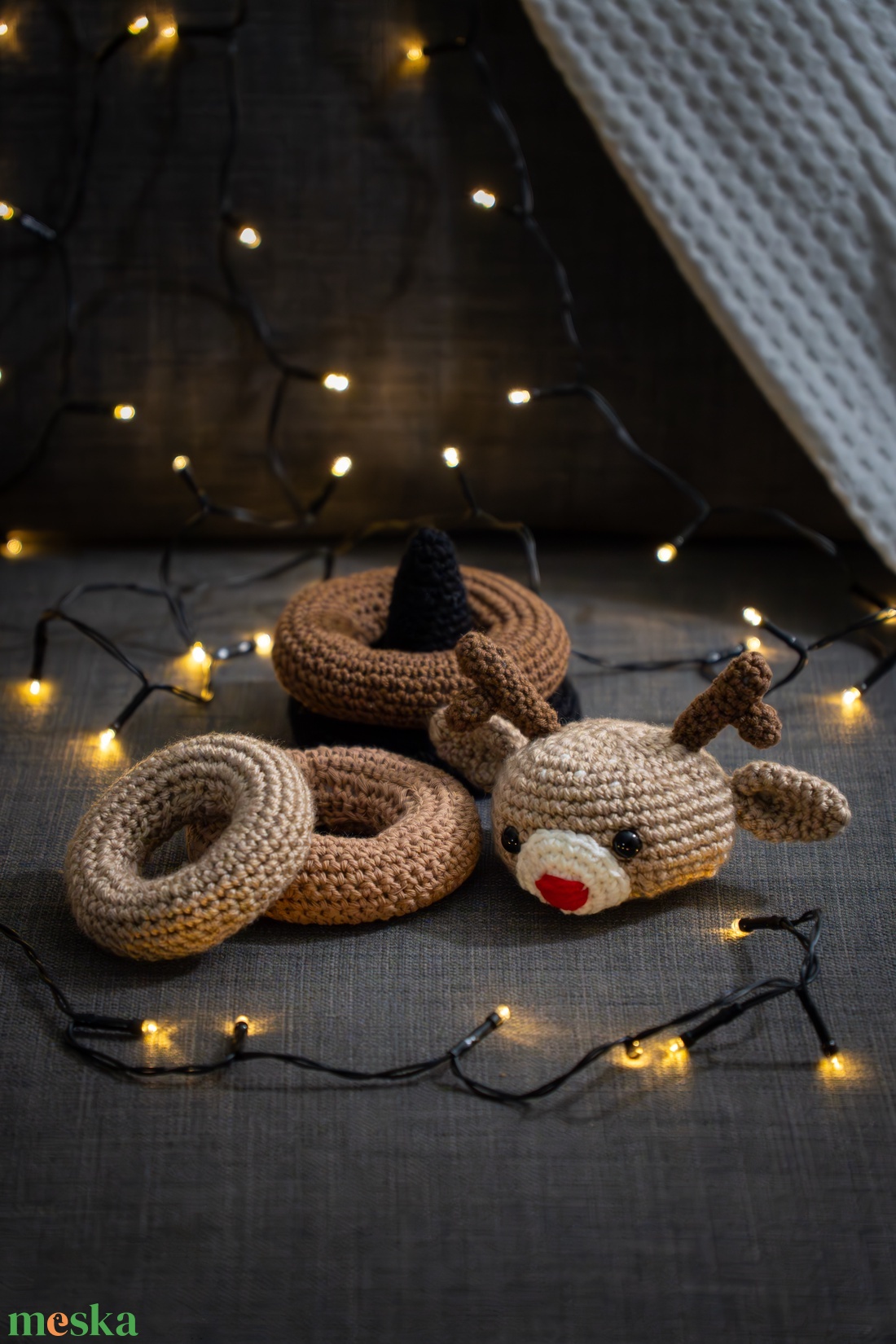 Horgolt szarvas torony - játék & sport - készségfejlesztő és logikai játék - toronyépítő- és egyensúlyozó játékok - Meska.hu