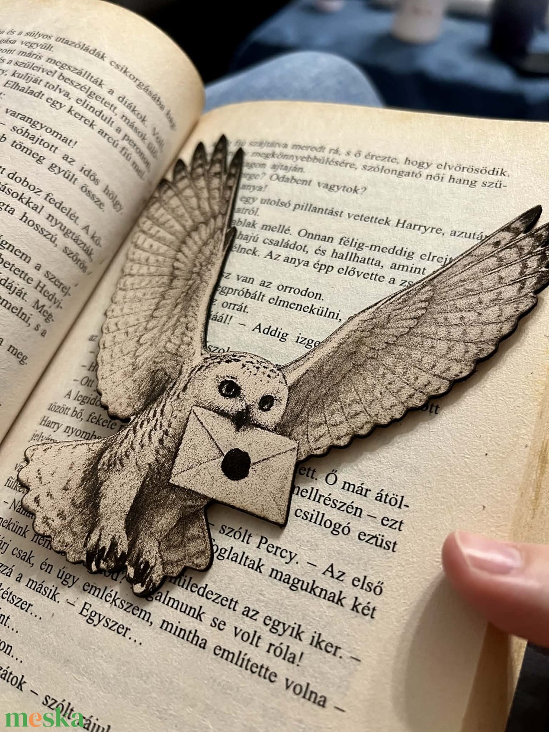 Bőr Hedwig könyvjelző - könyv & zene - könyvjelző - Meska.hu