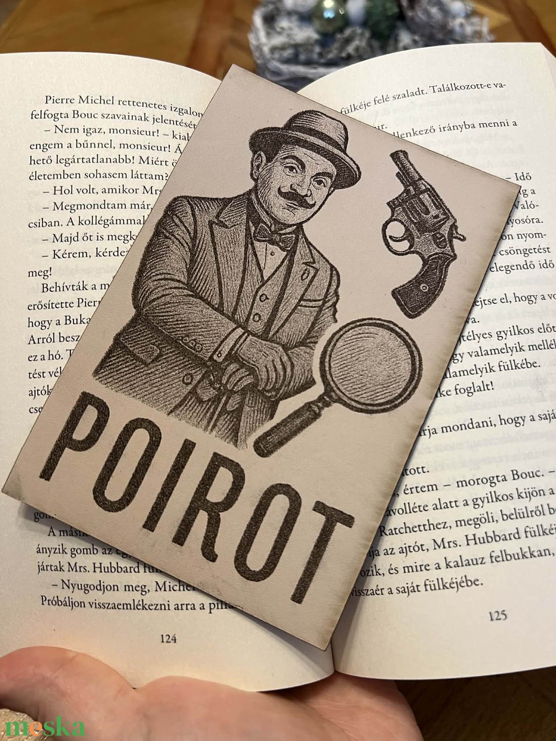 Bőr Poirot könyvjelző - könyv & zene - könyvjelző - Meska.hu
