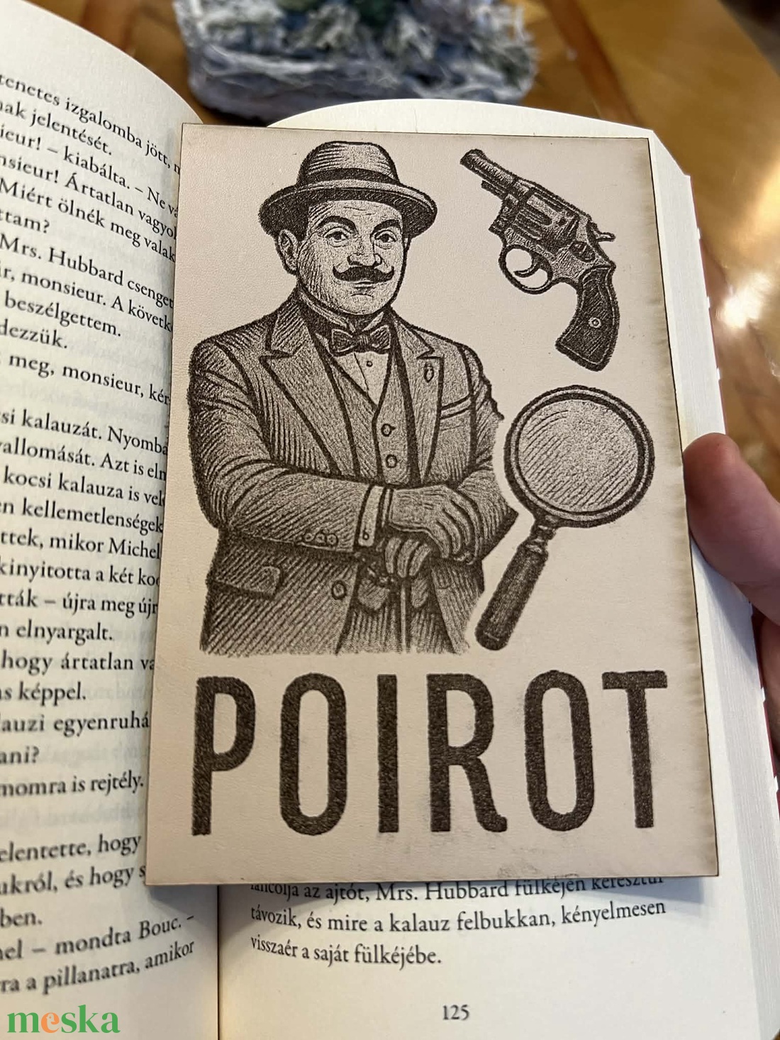 Bőr Poirot könyvjelző - könyv & zene - könyvjelző - Meska.hu