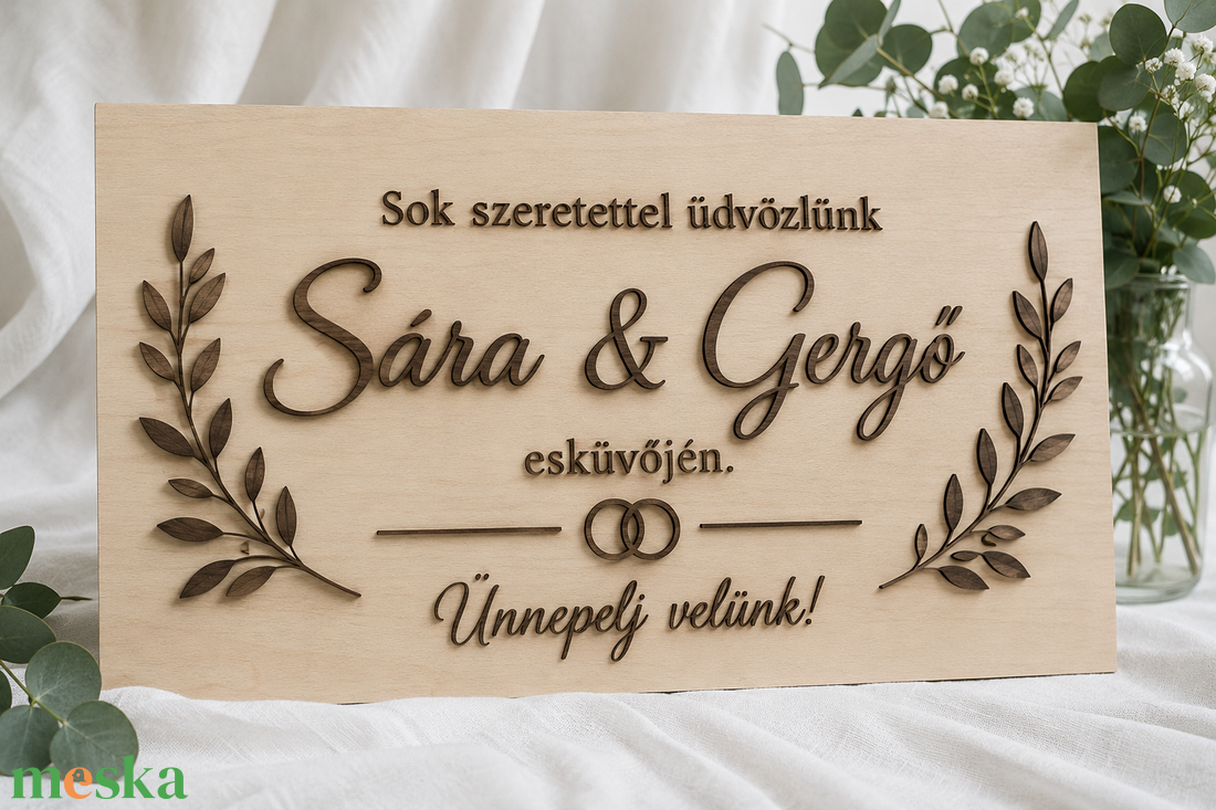 Esküvői üdvözlő tábla fából - esküvő - dekoráció - tábla & jelzés - Meska.hu