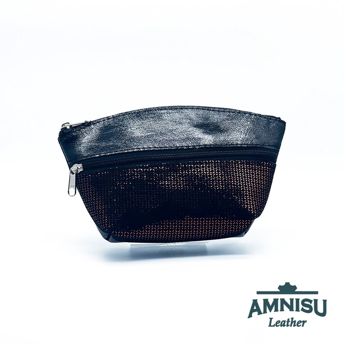 Fekete - bronz mintás kettő cipzáras neszeszer I8004 - táska & tok - neszesszer - Meska.hu