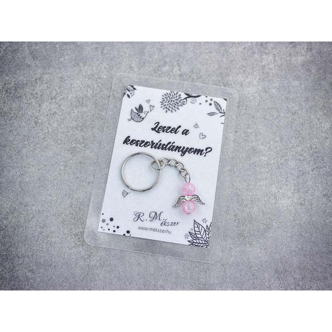 Leszel a koszorúslányom rózsaszín angyal medálos kulcstartó - esküvő - meghívó & kártya - tanú felkérő - Meska.hu