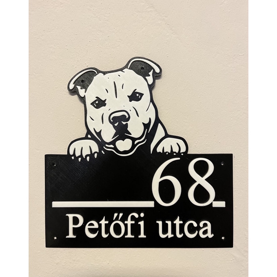 3D Nyomtatott Minimalista Pitbul Házszámtábla - otthon & életmód - ház & kert - házszám - Meska.hu