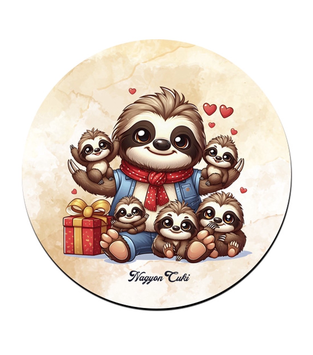 Cuki lajhár Apa és öt gyerek mintás pohár alátét -  - Meska.hu