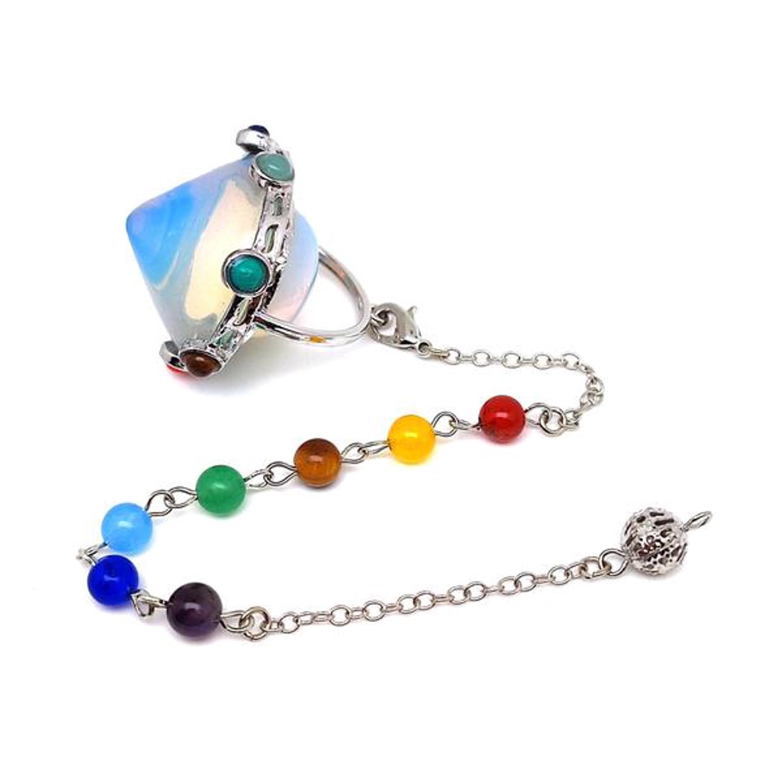 Inga kúp opalit csakra láncon 3,5x4,5cm - otthon & életmód - dekoráció - spiritualitás - inga - Meska.hu