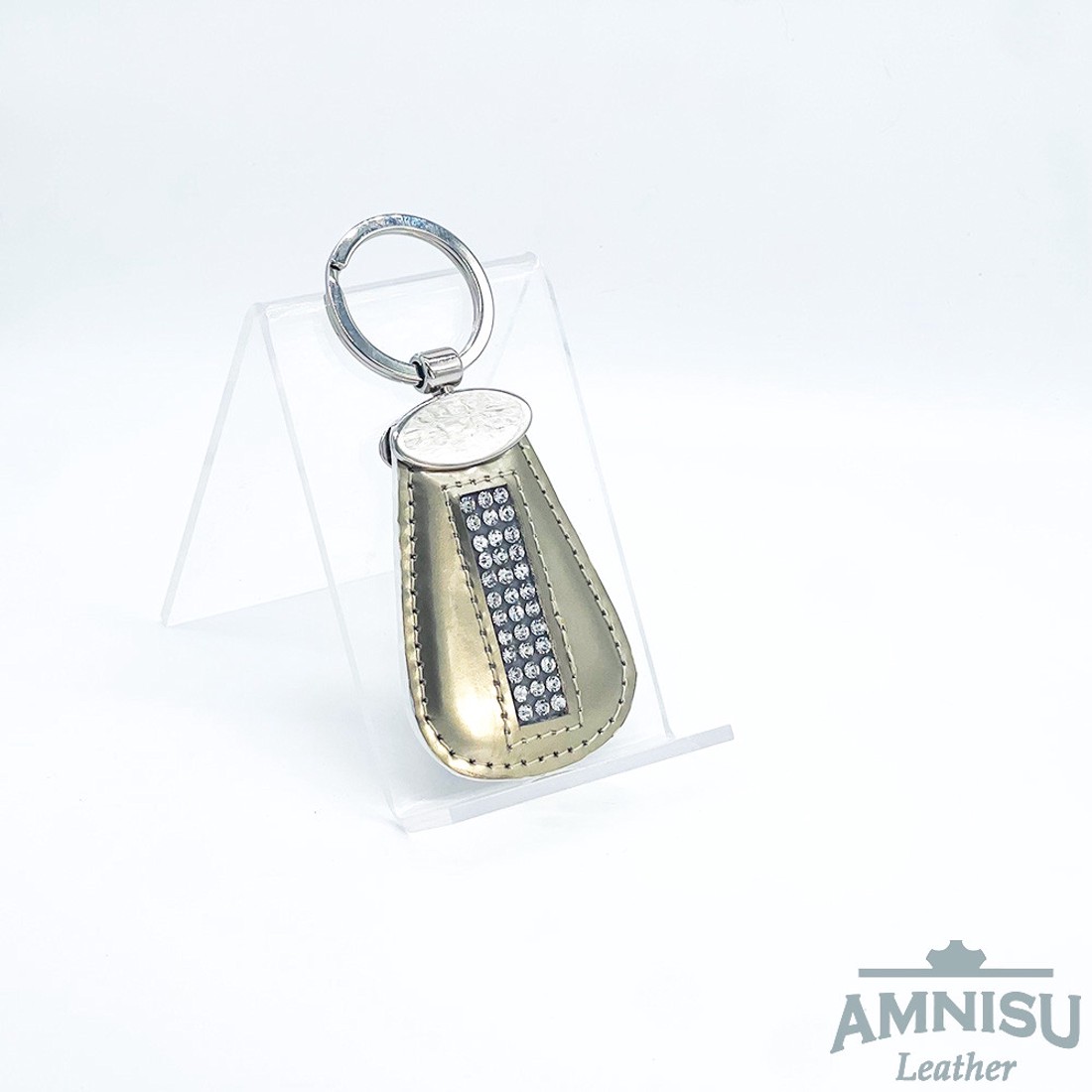 Arany lakk csepp alakú swarovski köves bőr kulcstartó H2008OK - táska & tok - kulcstartó & táskadísz - kulcstartó - Meska.hu