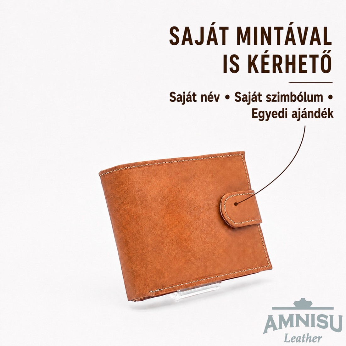 Egyedi mintával gravírozott világosbarna patentos férfi bőr pénztárca + te mintád -  - Meska.hu