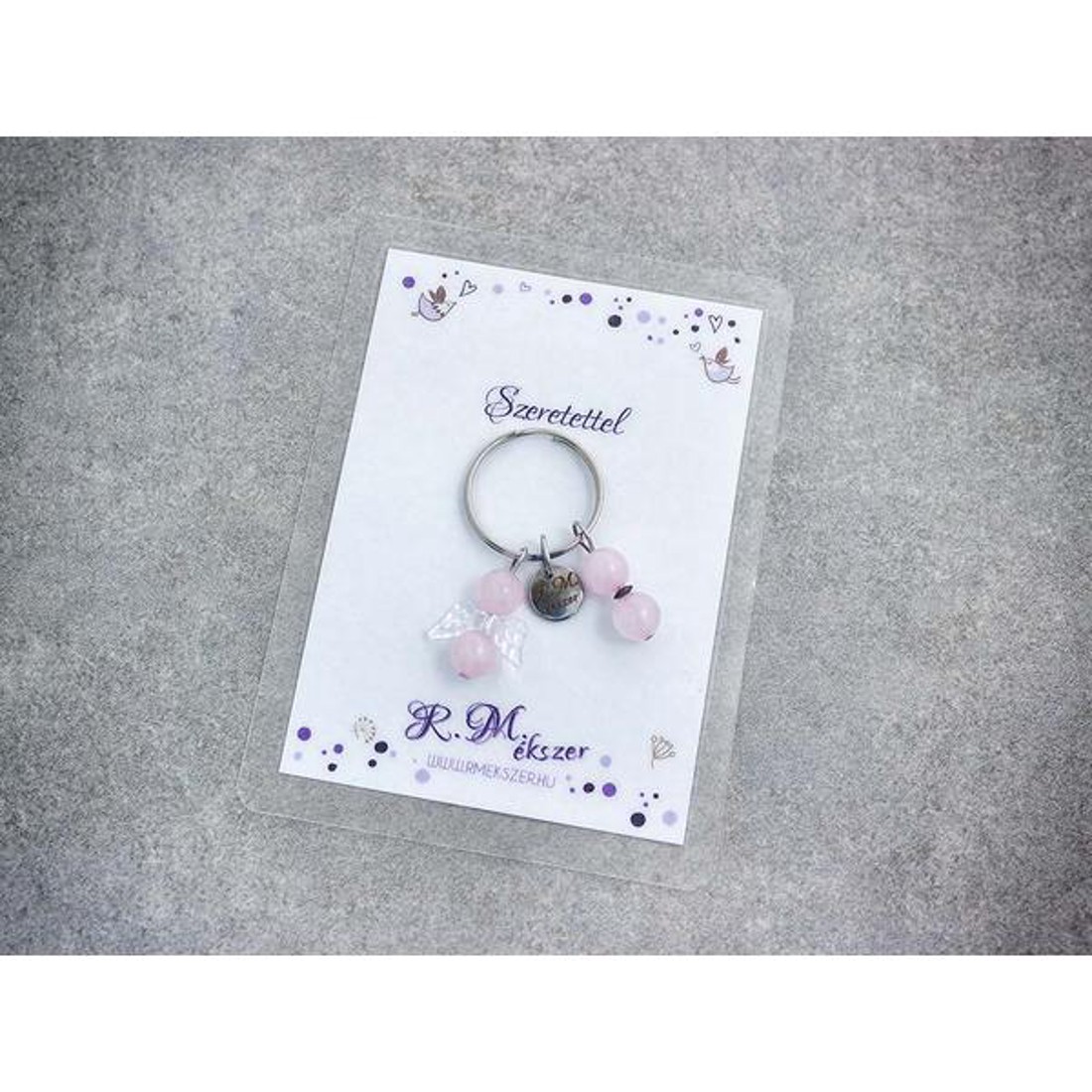 Szeretettel kulcstartó rózsakvarccal - táska & tok - kulcstartó & táskadísz - kulcstartó - Meska.hu