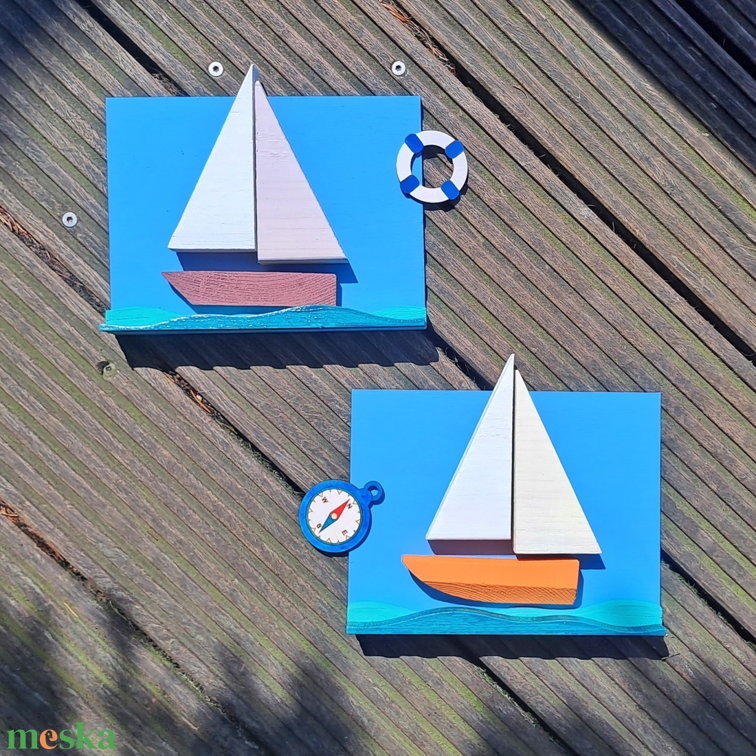3D vitorlás fa dekoráció (2 darabos szett) - otthon & életmód - dekoráció - asztal és polc dekoráció - asztaldísz - Meska.hu