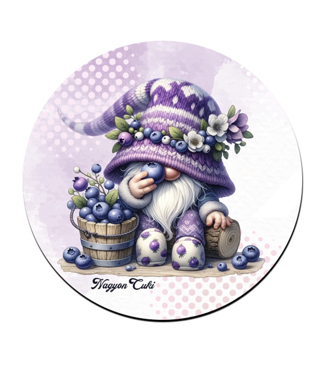 Cuki áfonyás manó mintás pohár alátét - otthon & életmód - konyhafelszerelés, tálalás - tálalás - tányér- és poháralátét - Meska.hu