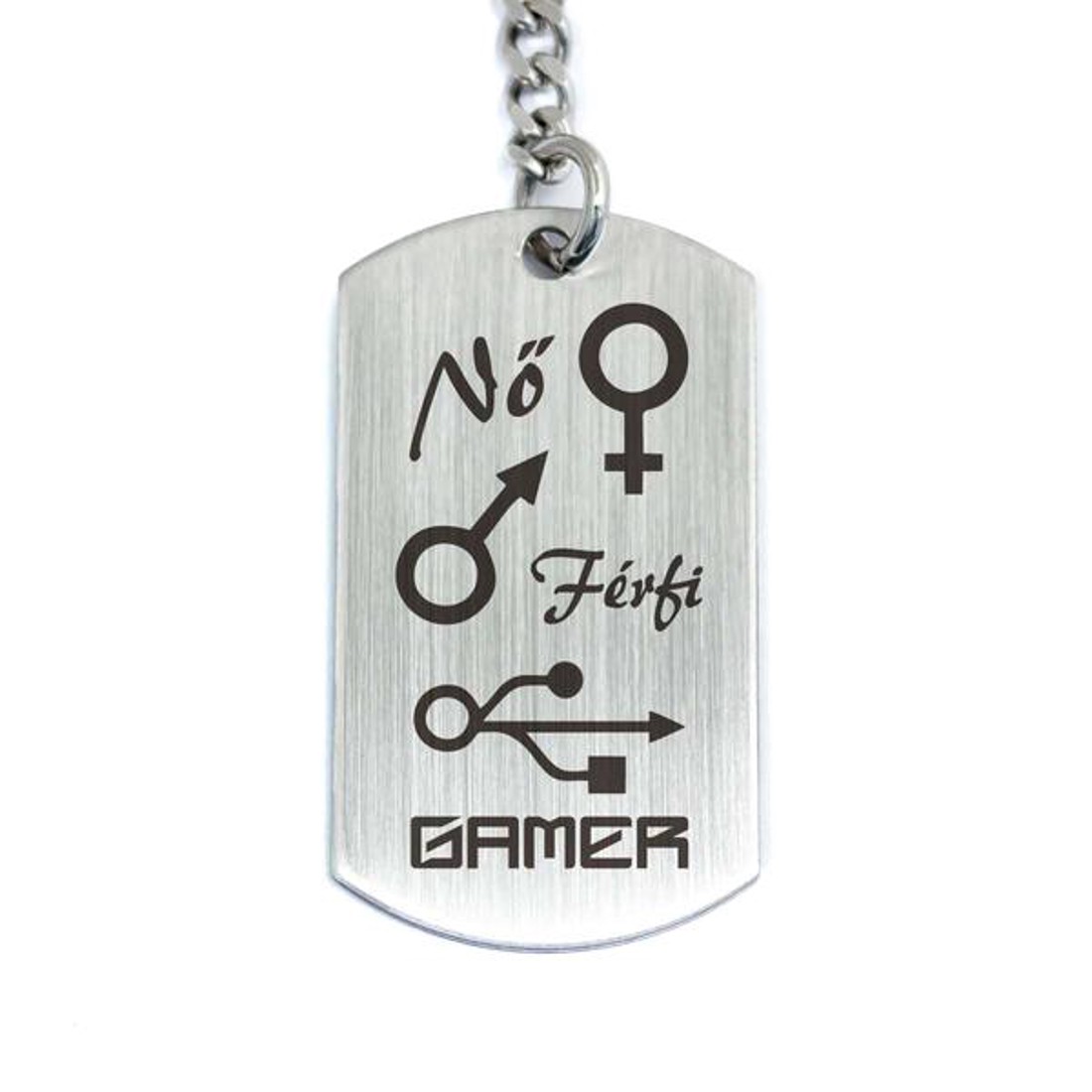 Nő Férfi Gamer acél medálos kulcstartó - táska & tok - kulcstartó & táskadísz - kulcstartó - Meska.hu