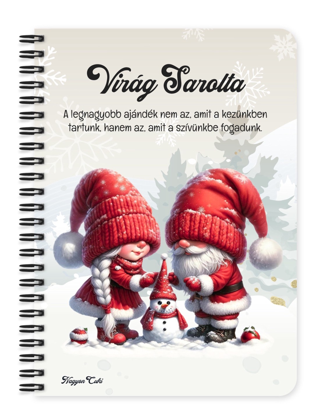 Személyre szabható - Építsünk hóembert, karácsonyi manók mintás A5-ös füzet - otthon & életmód - papír, írószer - jegyzetfüzet & napló - Meska.hu