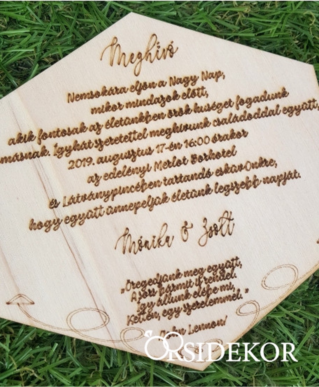 Esküvői meghívó fából - hatszög forma - esküvő - meghívó & kártya - meghívó - Meska.hu
