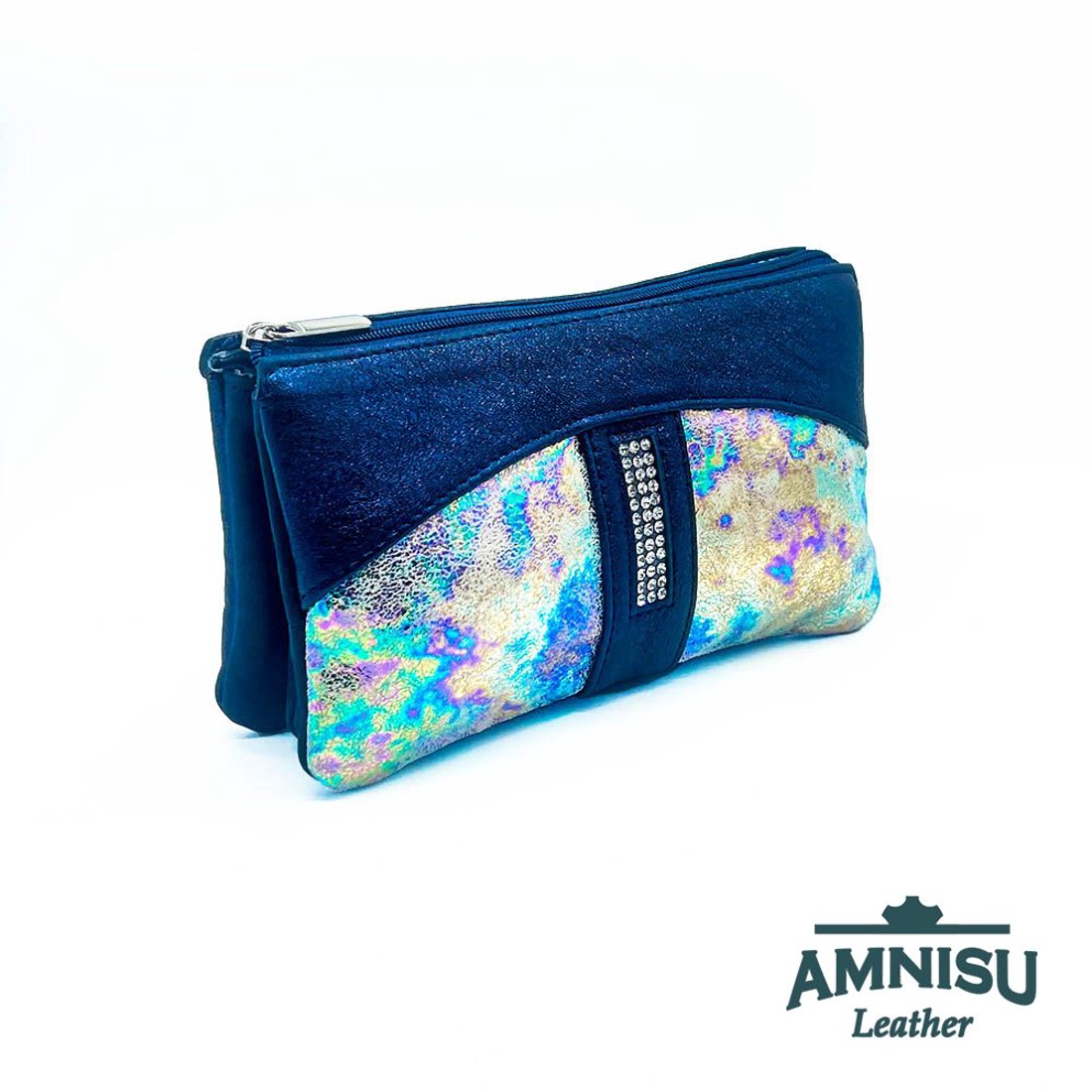 Metál sötétkék - hologramos egyenes kristály köves női pénztárca G6008 - táska & tok - pénztárca & más tok - pénztárca - női pénztárca - Meska.hu