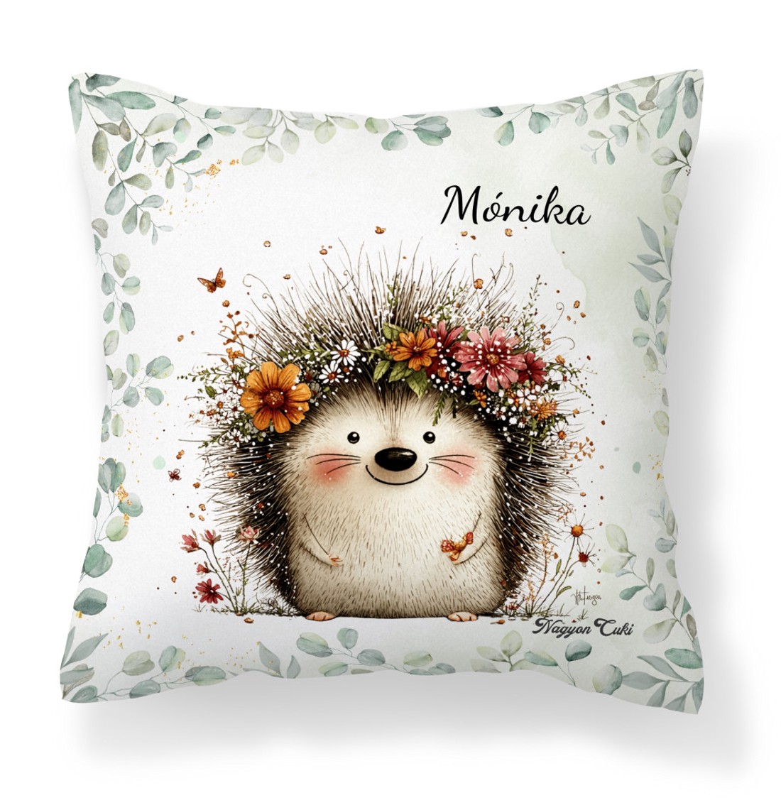 Névvel kérhető - A rét mosolygós cukisága, a süni mintás párna - otthon & életmód - lakástextil - párna & párnahuzat - díszpárna (belsővel együtt) - Meska.hu