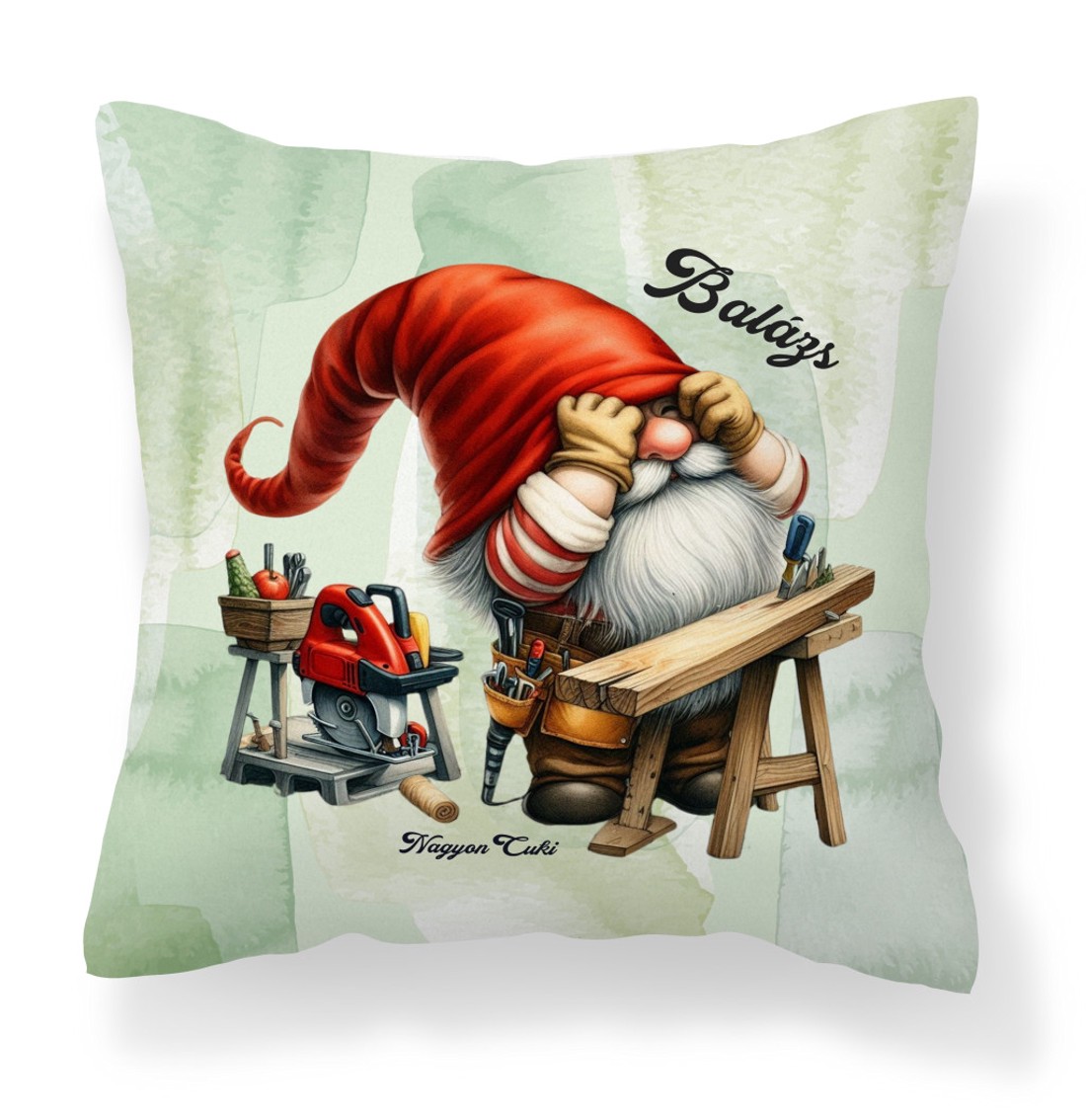 Névvel kérhető - Asztalos Ezermester manó mintás párna - otthon & életmód - lakástextil - párna & párnahuzat - díszpárna (belsővel együtt) - Meska.hu