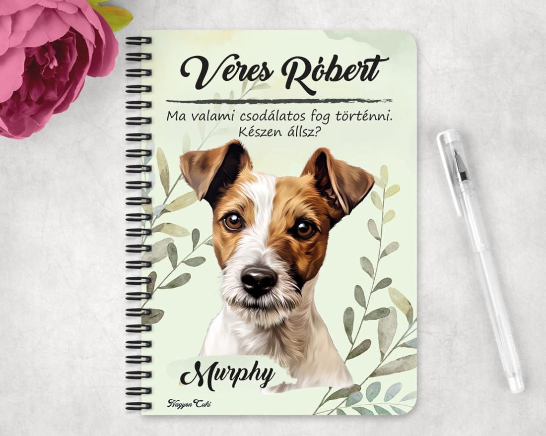 Személyre szabható - Jack Russell terrier portré mintás A5-ös füzet - otthon & életmód - papír, írószer - jegyzetfüzet & napló - Meska.hu