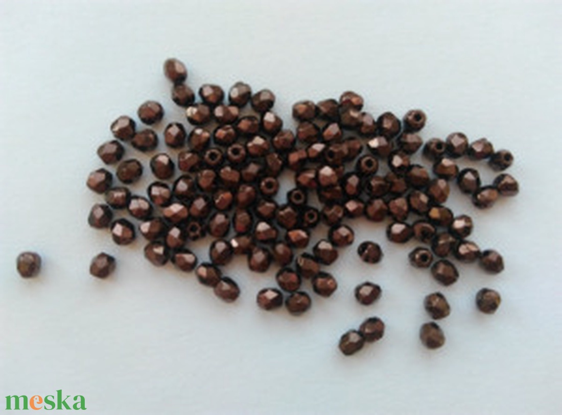 Cseh csiszolt üveggyöngy - 3mm - 100 db / csomag - sötétbarna - kellékek & szerszámok - gyöngyfűzés kellékek - egyéb alkatrész - Meska.hu