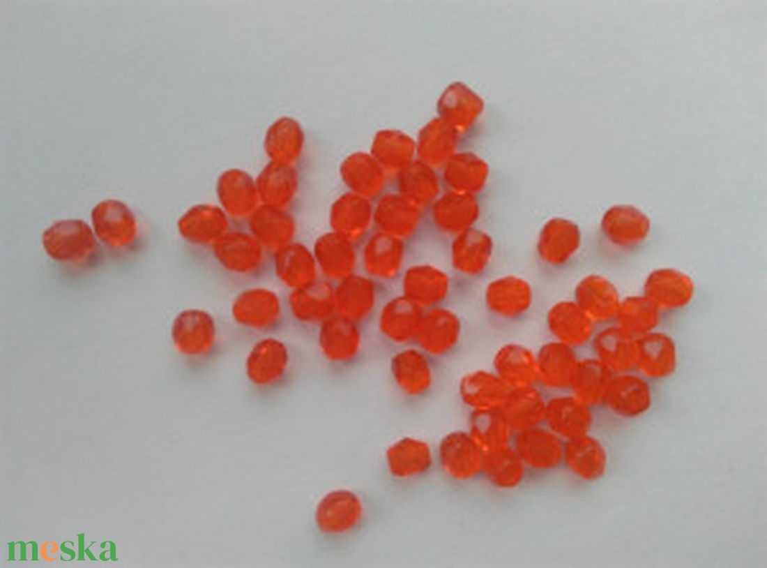 Cseh csiszolt üveggyöngy - 4mm - 100 db / csomag - narancs - kellékek & szerszámok - gyöngyfűzés kellékek - üveggyöngy - Meska.hu Cseh csiszolt üveggyöngy - 4mm - 100 db / csomag - narancs - kellékek & szerszámok - gyöngyfűzés kellékek - üveggyöngy - Meska.hu