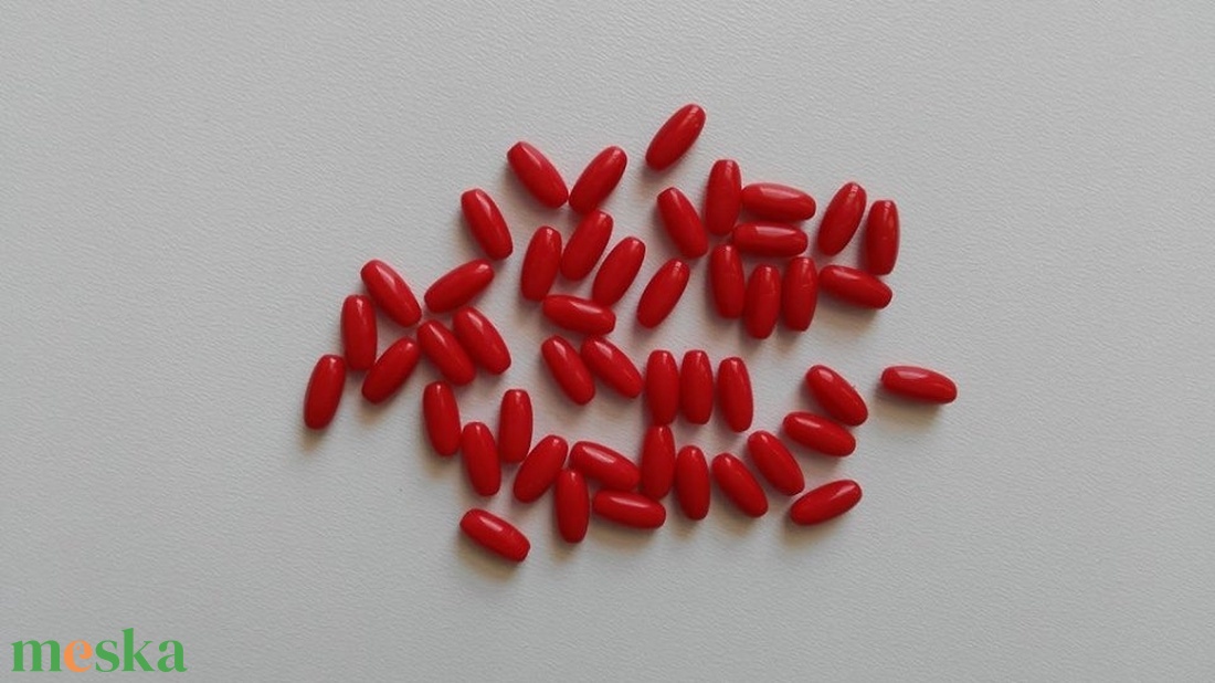 Cseh üveggyöngy - 9x5mm - 40 db / csomag - piros - kellékek & szerszámok - gyöngyfűzés kellékek - üveggyöngy - Meska.hu Cseh üveggyöngy - 9x5mm - 40 db / csomag - piros - kellékek & szerszámok - gyöngyfűzés kellékek - üveggyöngy - Meska.hu