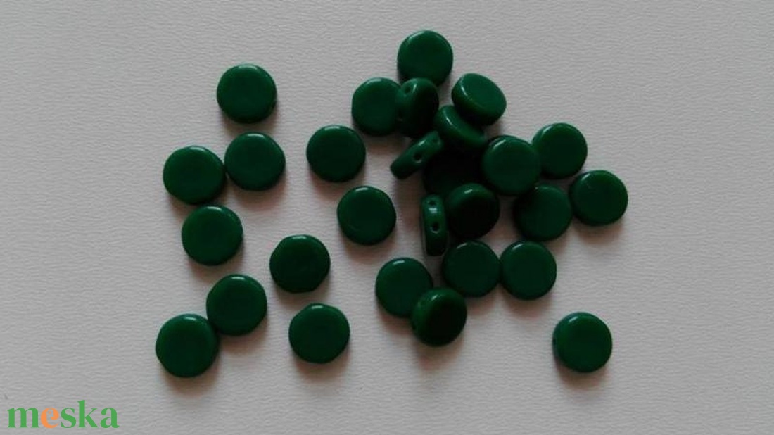 Cseh üveggyöngy - kétlyukú - 8x3mm - 25 db / csomag - sötétzöld - kellékek & szerszámok - gyöngyfűzés kellékek - üveggyöngy - Meska.hu Cseh üveggyöngy - kétlyukú - 8x3mm - 25 db / csomag - sötétzöld - kellékek & szerszámok - gyöngyfűzés kellékek - üveggyöngy - Meska.hu