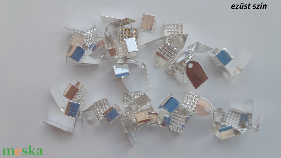 Szalagvég, végzáró - 11x6mm - 10 db / csomag - ezüst szín - kellékek & szerszámok - gyöngyfűzés kellékek - egyéb alkatrész - Meska.hu Szalagvég, végzáró - 11x6mm - 10 db / csomag - ezüst szín - kellékek & szerszámok - gyöngyfűzés kellékek - egyéb alkatrész - Meska.hu