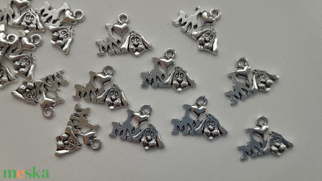 Fém medál - 14x18mm - my dog - 10 db / csomag - antik ezüst szín - kellékek & szerszámok - ékszerkellék - medál csomag - Meska.hu
