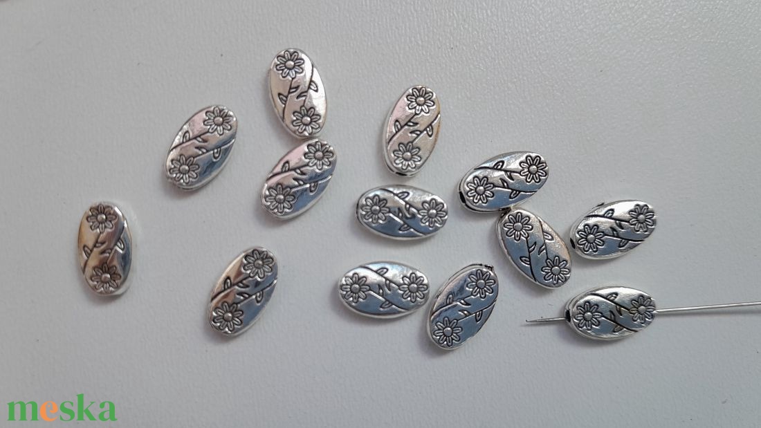 Fém köztes - 10x6x2mm - antik ezüst szín - 10 db / csomag - kellékek & szerszámok - gyöngyfűzés kellékek - fém köztesek - Meska.hu