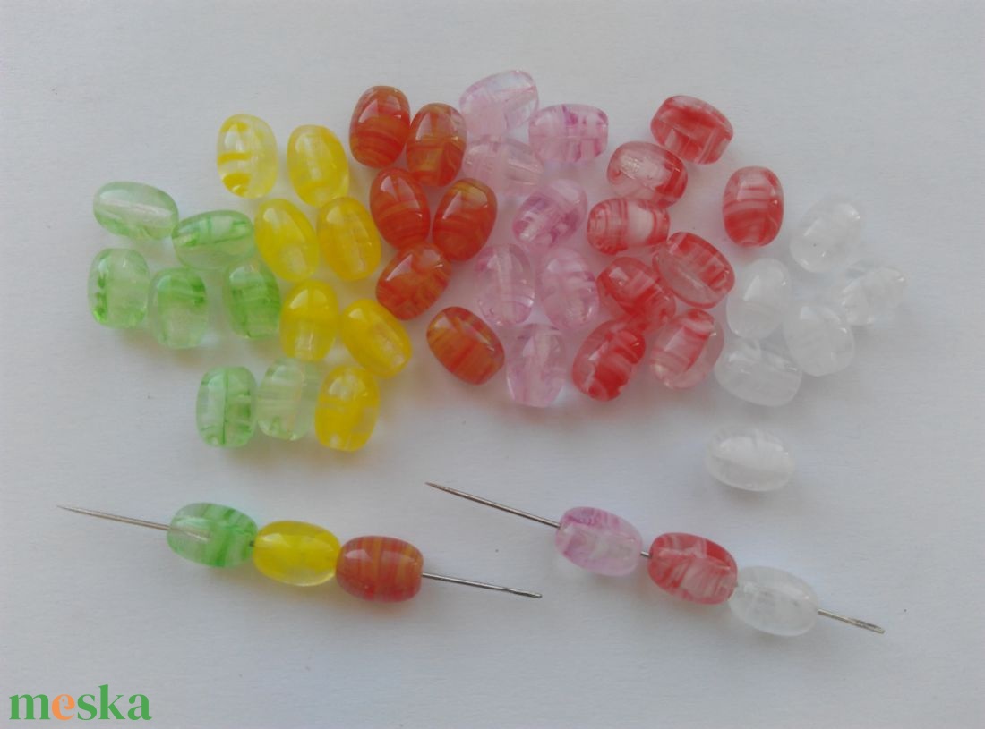 Cseh üveggyöngy - 7x5mm - 80 db / csomag - vegyes - kellékek & szerszámok - gyöngyfűzés kellékek - üveggyöngy - Meska.hu