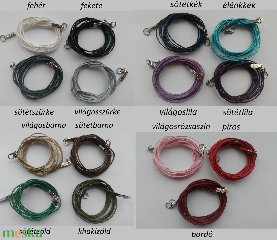 Viaszolt szálas nyaklánc alap (10 db / csomag) - vegyes szín - kellékek & szerszámok - gyöngyfűzés kellékek - damil - Meska.hu Viaszolt szálas nyaklánc alap (10 db / csomag) - vegyes szín - kellékek & szerszámok - gyöngyfűzés kellékek - damil - Meska.hu