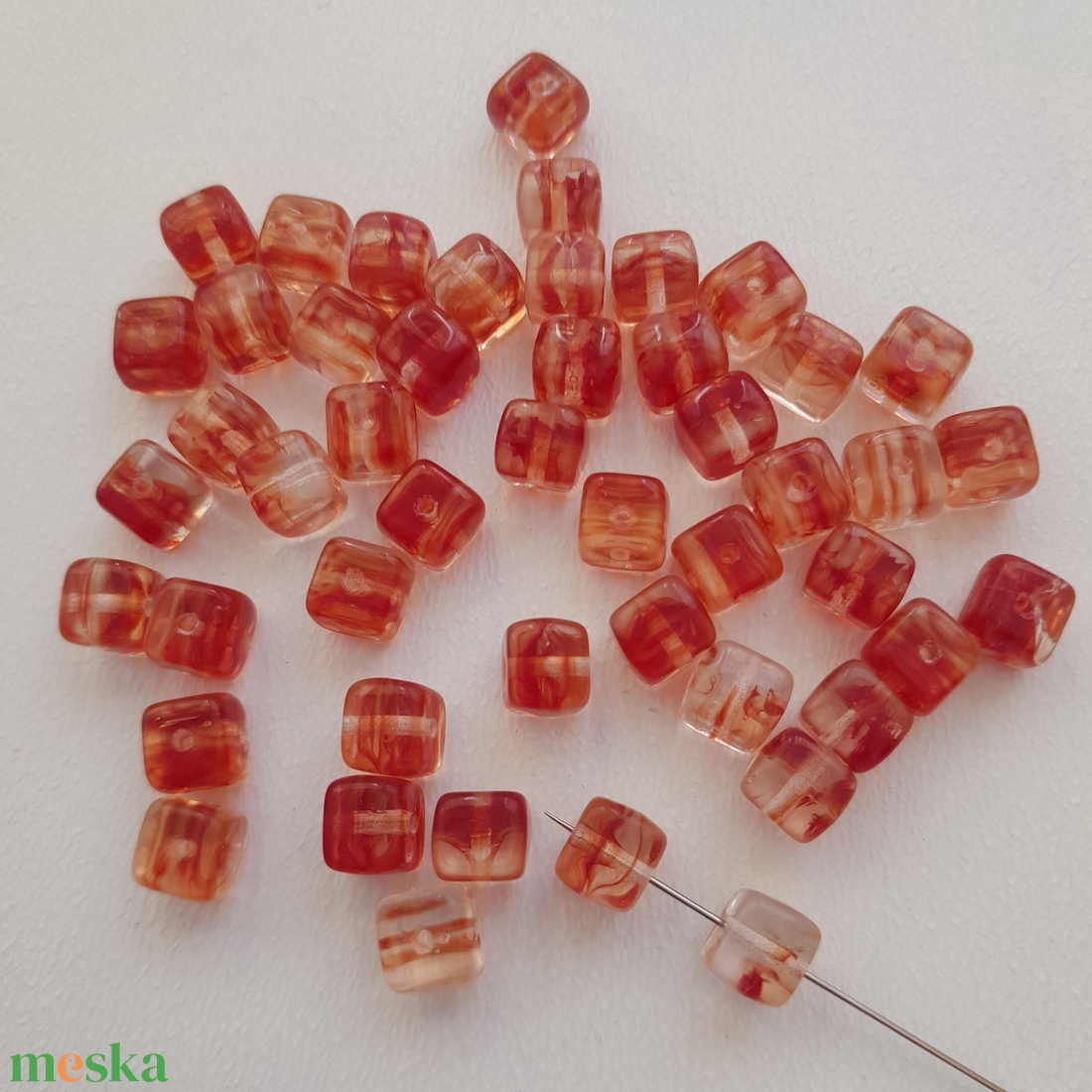 Cseh üveggyöngy - 6x6x5mm - 24 db / csomag - narancsos - kellékek & szerszámok - gyöngyfűzés kellékek - üveggyöngy - Meska.hu Cseh üveggyöngy - 6x6x5mm - 24 db / csomag - narancsos - kellékek & szerszámok - gyöngyfűzés kellékek - üveggyöngy - Meska.hu